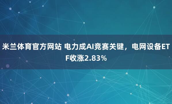米兰体育官方网站 电力成AI竞赛关键，电网设备ETF收涨2.83%