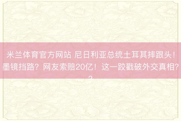 米兰体育官方网站 尼日利亚总统土耳其摔跟头！墨镜挡路？网友索赔20亿！这一跤戳破外交真相？