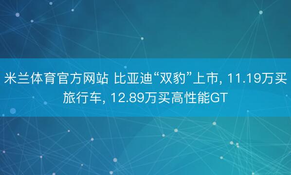 米兰体育官方网站 比亚迪“双豹”上市， 11.19万买旅行车， 12.89万买高性能GT