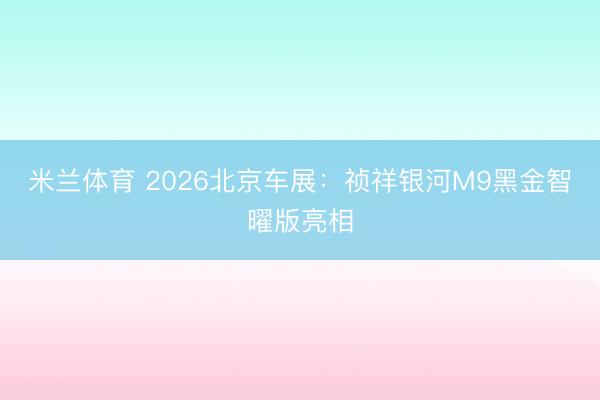 米兰体育 2026北京车展：祯祥银河M9黑金智曜版亮相