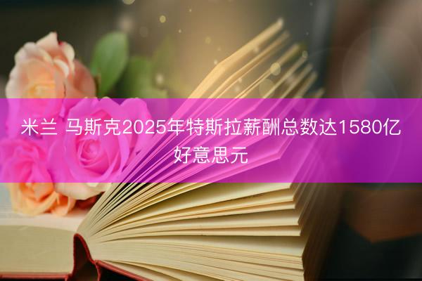 米兰 马斯克2025年特斯拉薪酬总数达1580亿好意思元
