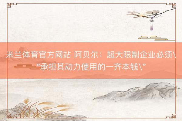 米兰体育官方网站 阿贝尔：超大限制企业必须