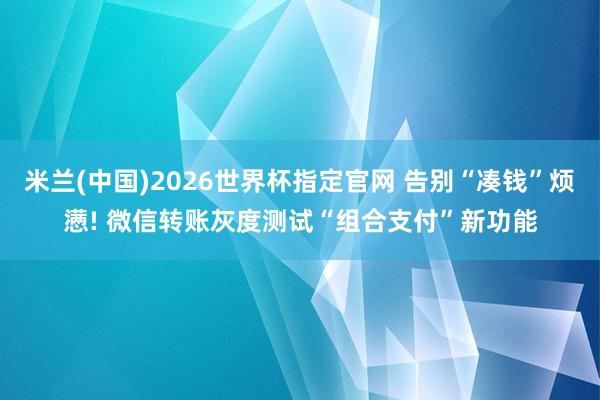 米兰(中国)2026世界杯指定官网 告别“凑钱”烦懑! 微信转账灰度测试“组合支付”新功能