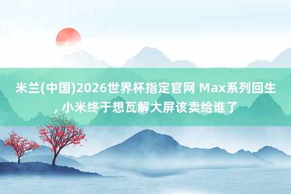 米兰(中国)2026世界杯指定官网 Max系列回生, 小米终于想瓦解大屏该卖给谁了