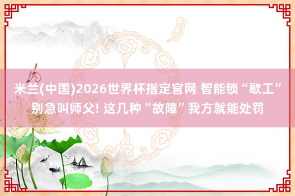 米兰(中国)2026世界杯指定官网 智能锁“歇工”别急叫师父! 这几种“故障”我方就能处罚