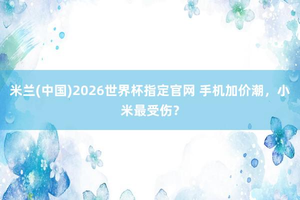 米兰(中国)2026世界杯指定官网 手机加价潮，小米最受伤？
