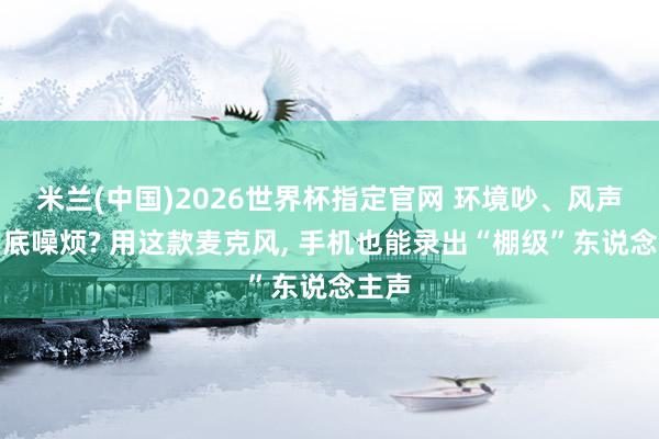 米兰(中国)2026世界杯指定官网 环境吵、风声大、底噪烦? 用这款麦克风, 手机也能录出“棚级”东说念主声