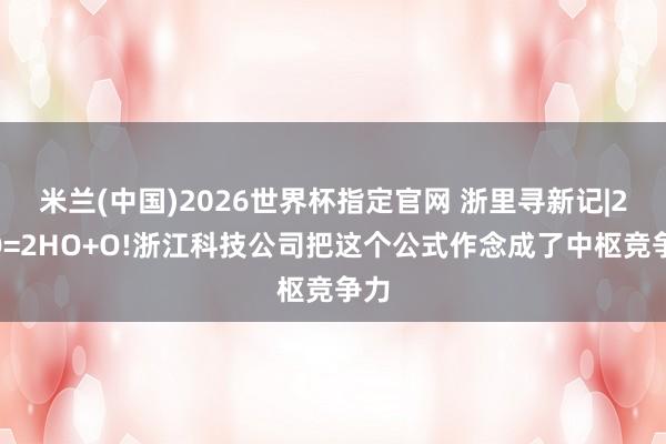米兰(中国)2026世界杯指定官网 浙里寻新记|2HO=2HO+O!浙江科技公司把这个公式作念成了中枢竞争力