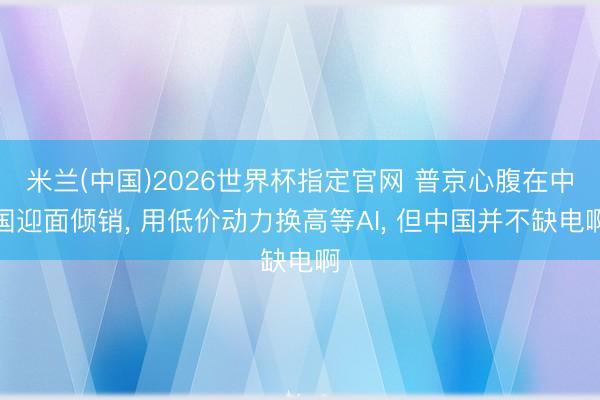 米兰(中国)2026世界杯指定官网 普京心腹在中国迎面倾销, 用低价动力换高等AI, 但中国并不缺电啊