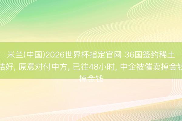 米兰(中国)2026世界杯指定官网 36国签约稀土结好, 原意对付中方, 已往48小时, 中企被催卖掉金钱