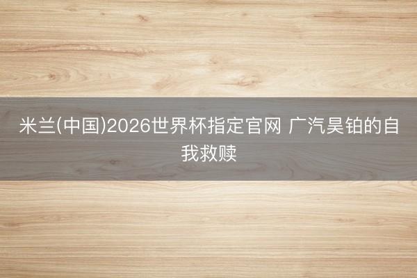 米兰(中国)2026世界杯指定官网 广汽昊铂的自我救赎