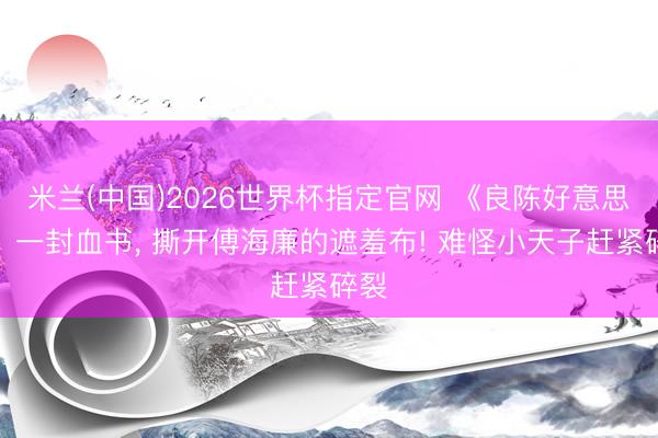 米兰(中国)2026世界杯指定官网 《良陈好意思锦》一封血书， 撕开傅海廉的遮羞布! 难怪小天子赶紧碎裂