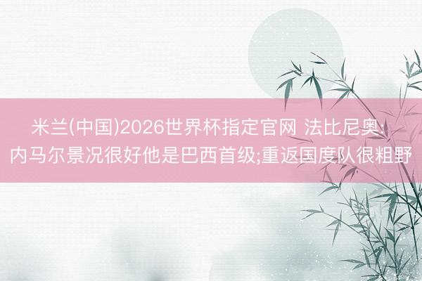 米兰(中国)2026世界杯指定官网 法比尼奥: 内马尔景况很好他是巴西首级;重返国度队很粗野