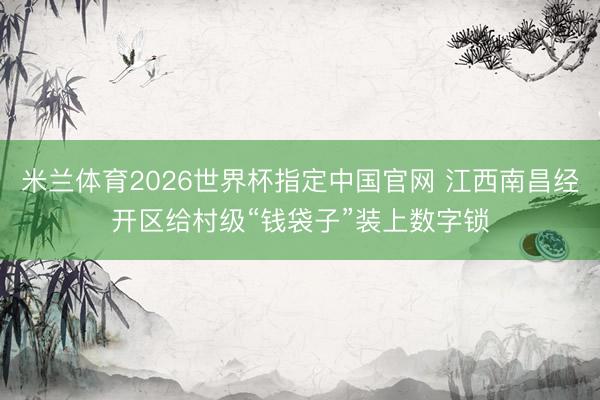 米兰体育2026世界杯指定中国官网 江西南昌经开区给村级“钱袋子”装上数字锁