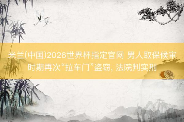 米兰(中国)2026世界杯指定官网 男人取保候审时期再次“拉车门”盗窃， 法院判实刑